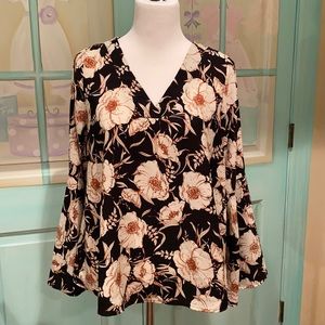 Peach love v neck wrinkle resistant fabric blouse.